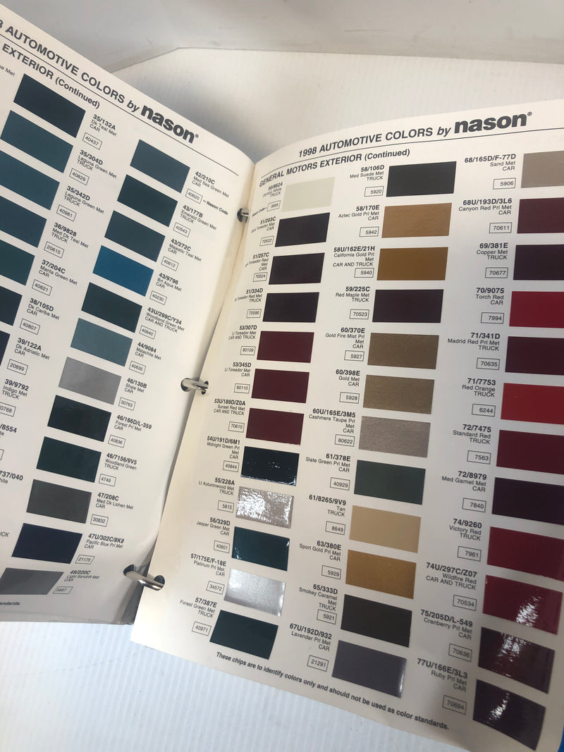 Nason Automotive Finishes 1988 - 1998 Paint Chip Domestic Import Binder