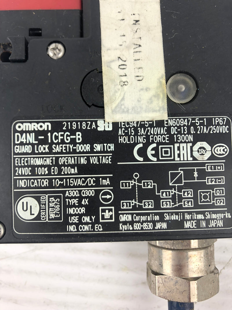 Omron D4NL-1CFG-B Guard Lock Safety-Door Switch 24VDC 21918ZA Sti