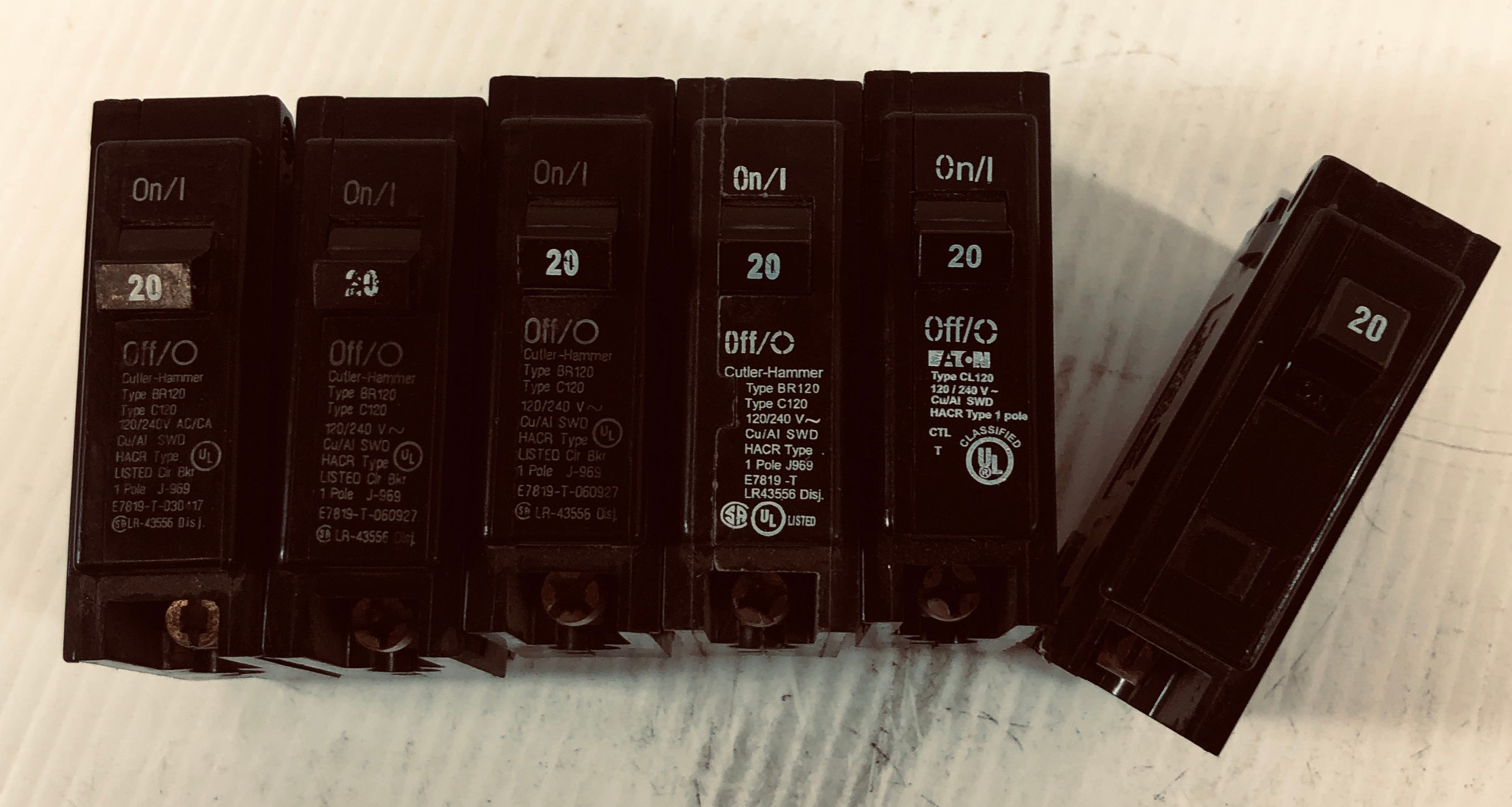 Cutler-Hammer One Pole 20 Amp Circuit Breaker (Lot of 7)