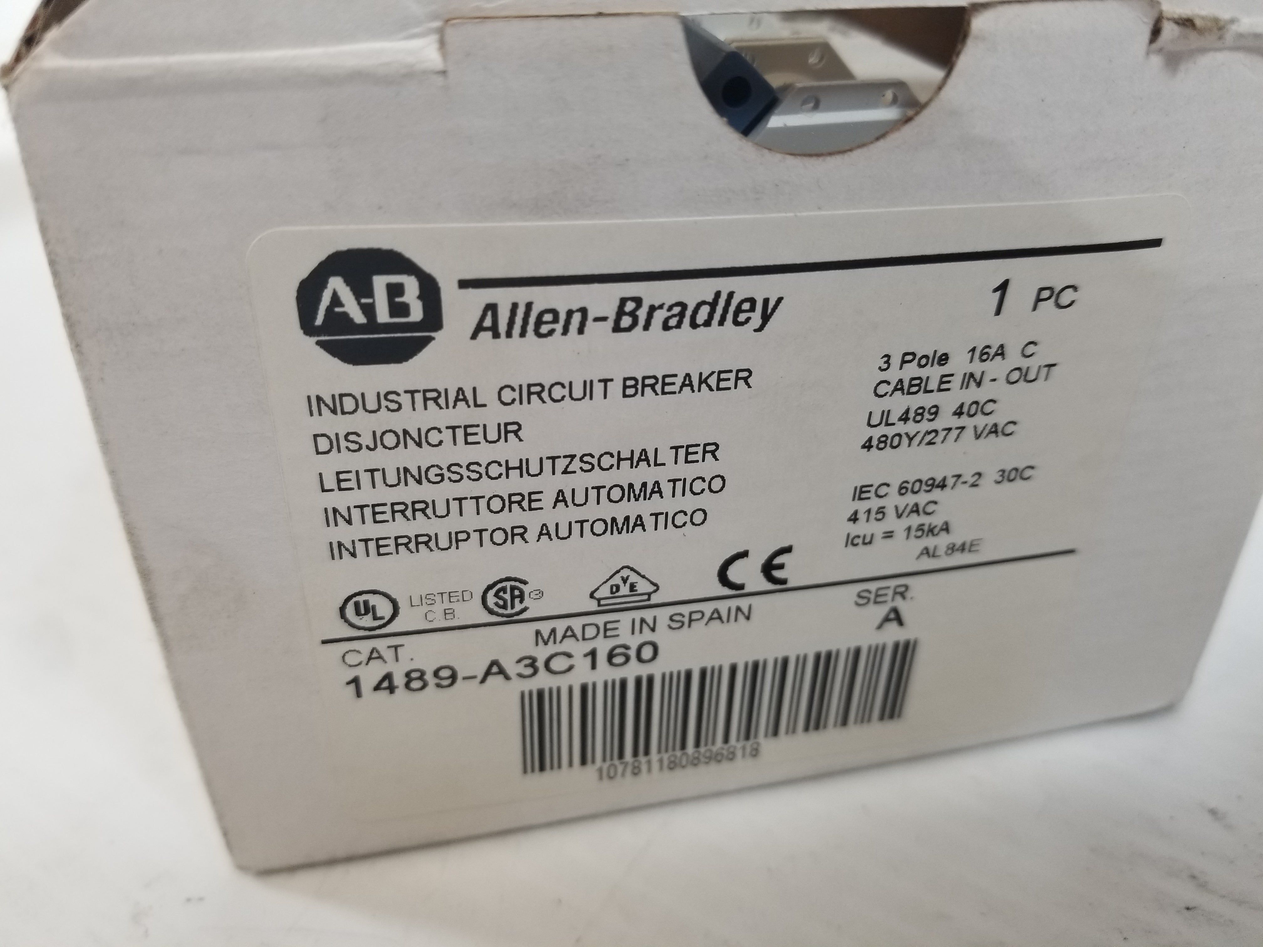 Allen-Bradley 1489-A3C160 Circuit Breaker 3-Pole 16A