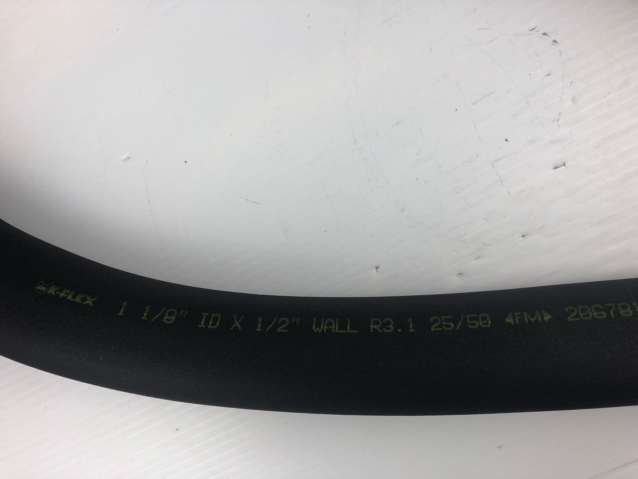 K-FLEX 206781 2UV 1/2" Thick Pipe Insulation Tube 1-1/8" Inner Diameter 6' Long