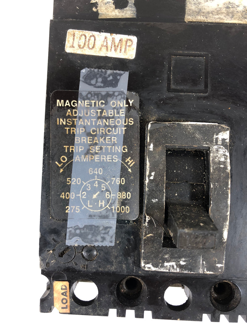 Square D 100 Amp Circuit Breaker Magnetic Only Adjustable Instantaneous Trip