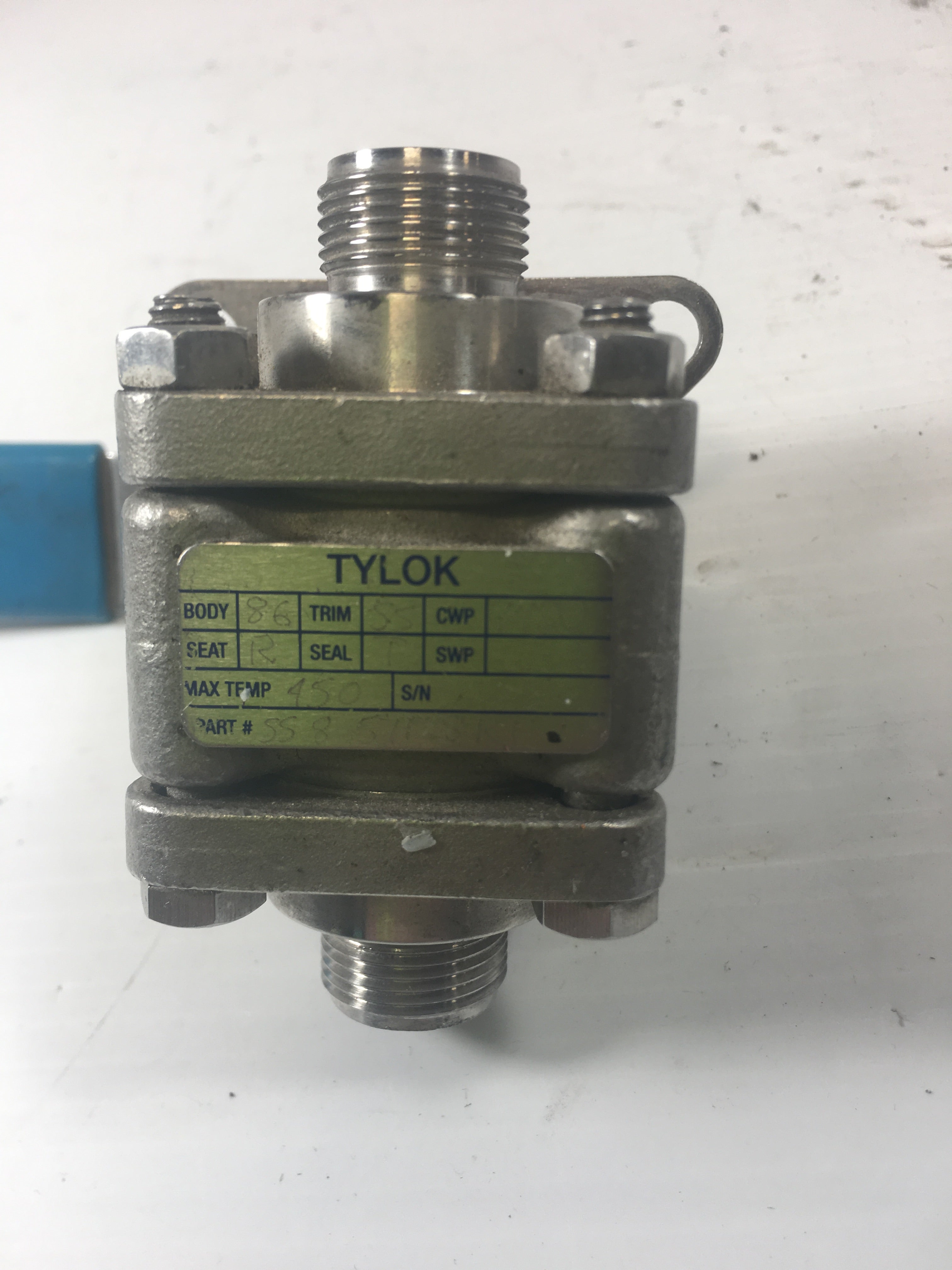 Tylok Valve SS-8-57T-8-RT Max Temp 450