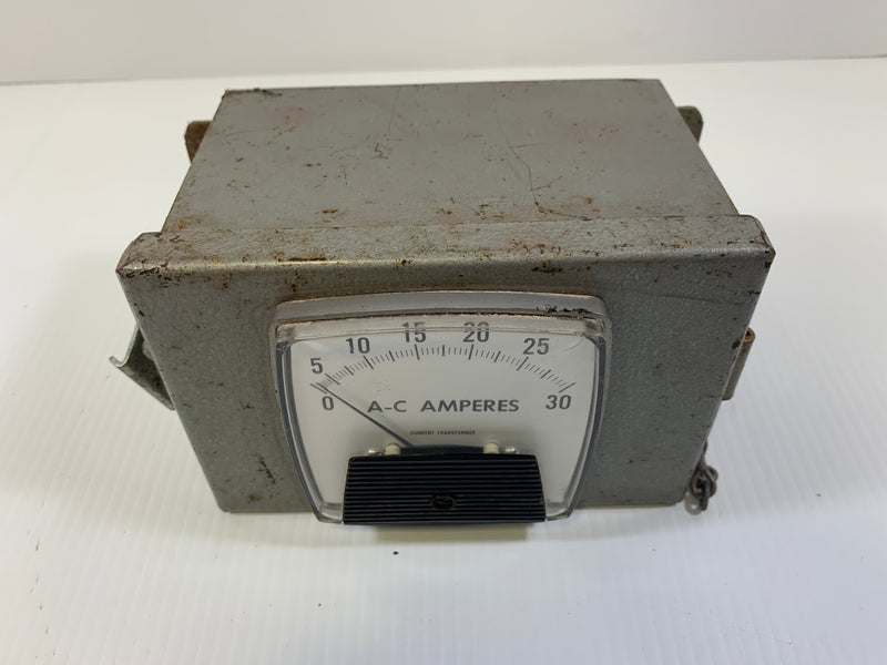 AC Amperes 0-30 Panel Meter with Electrical Box