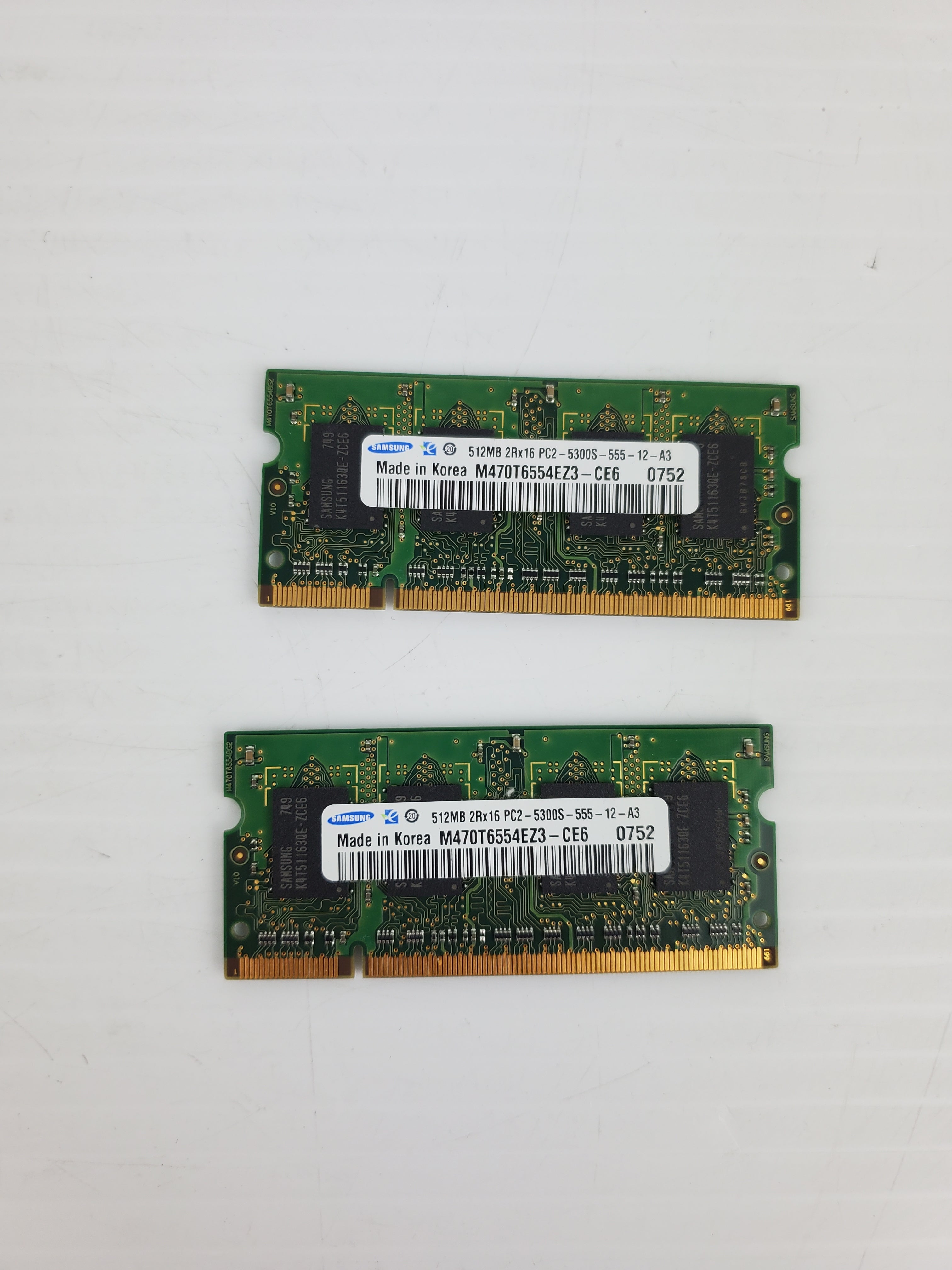 Samsung M470T6554EZ3-CE6 RAM Memory 512MB - Lot of 2