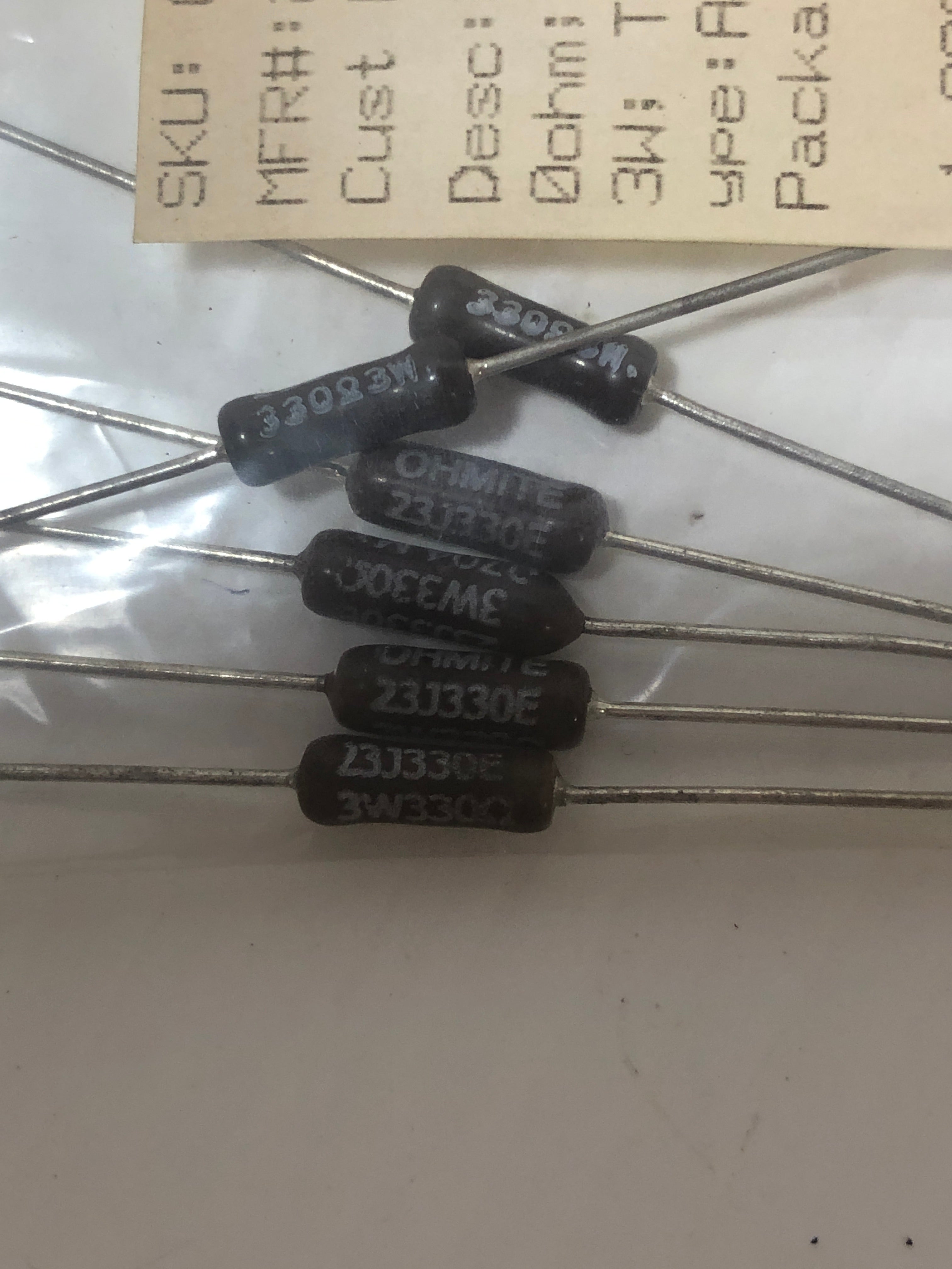 Ohmite Resistor 64K8208 23J330E 330Ω 3W - Lot of 6