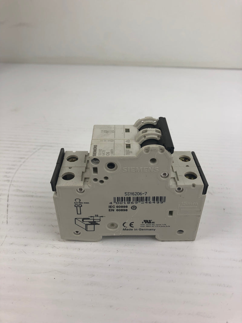 Siemens 5SY6206-7 Circuit Breaker MCB C6 ~400V