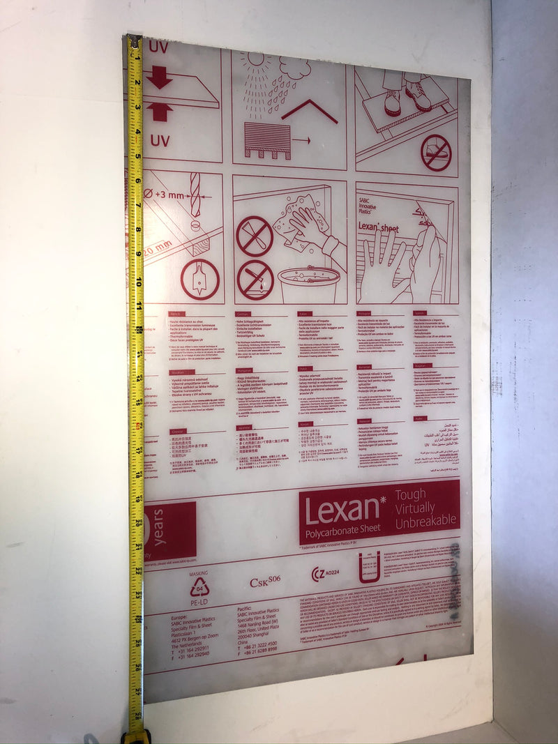 Sabic Innovative Plastics Lexan Polycarbonate Sheet 27-9/16" x 16-1/8" x 0.16"