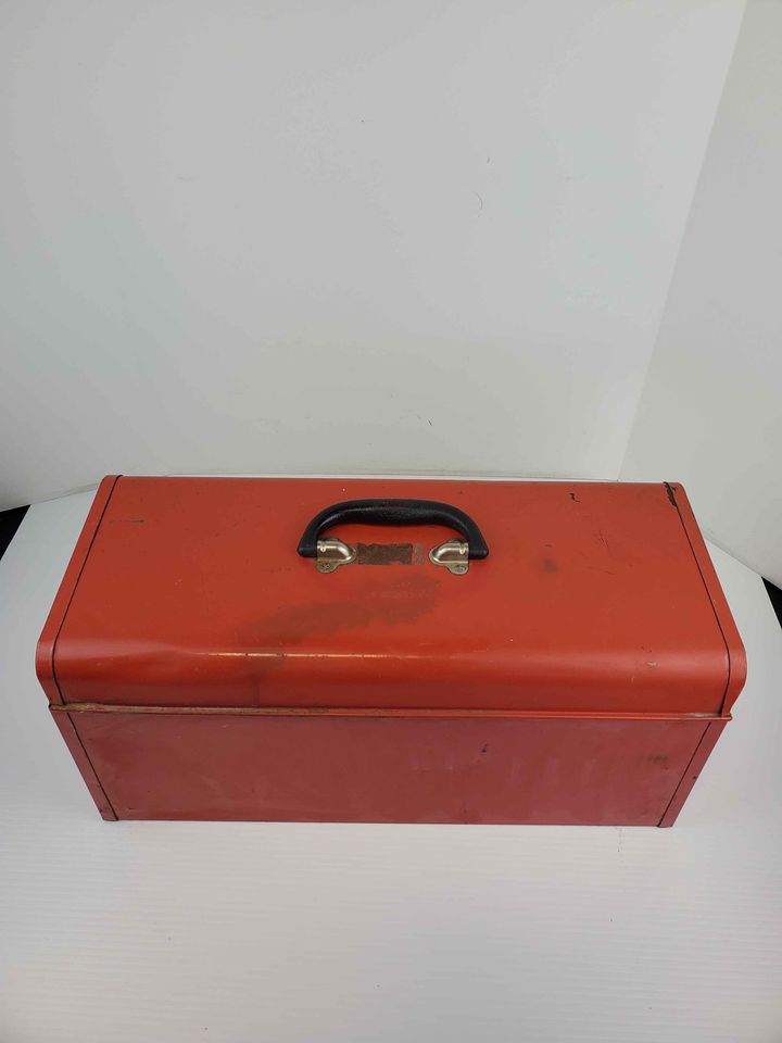 Vintage Red Tool Box With Two Drawers