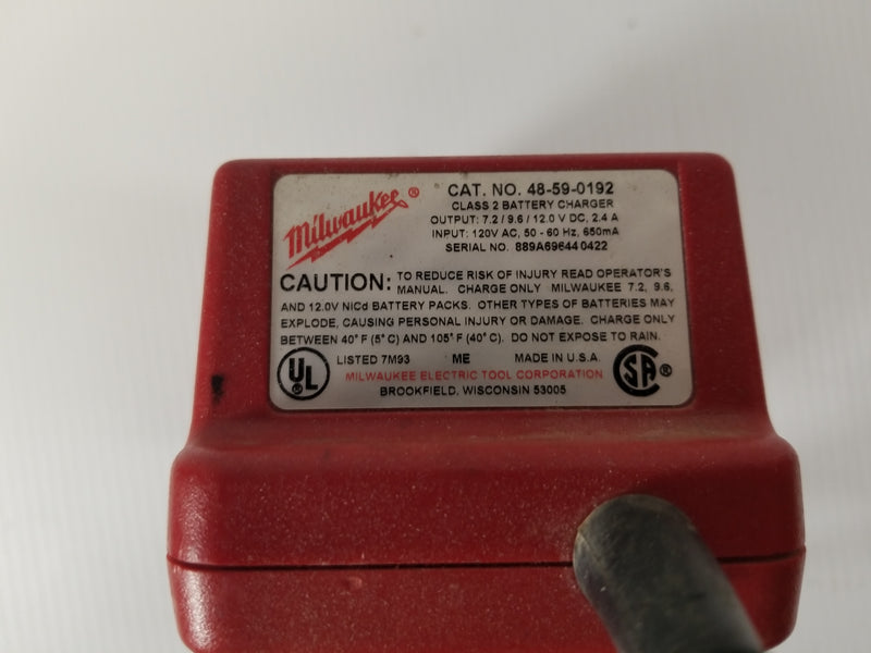 Milwaukee 48-59-0192 Battery Charger 7.2/9.6/12V