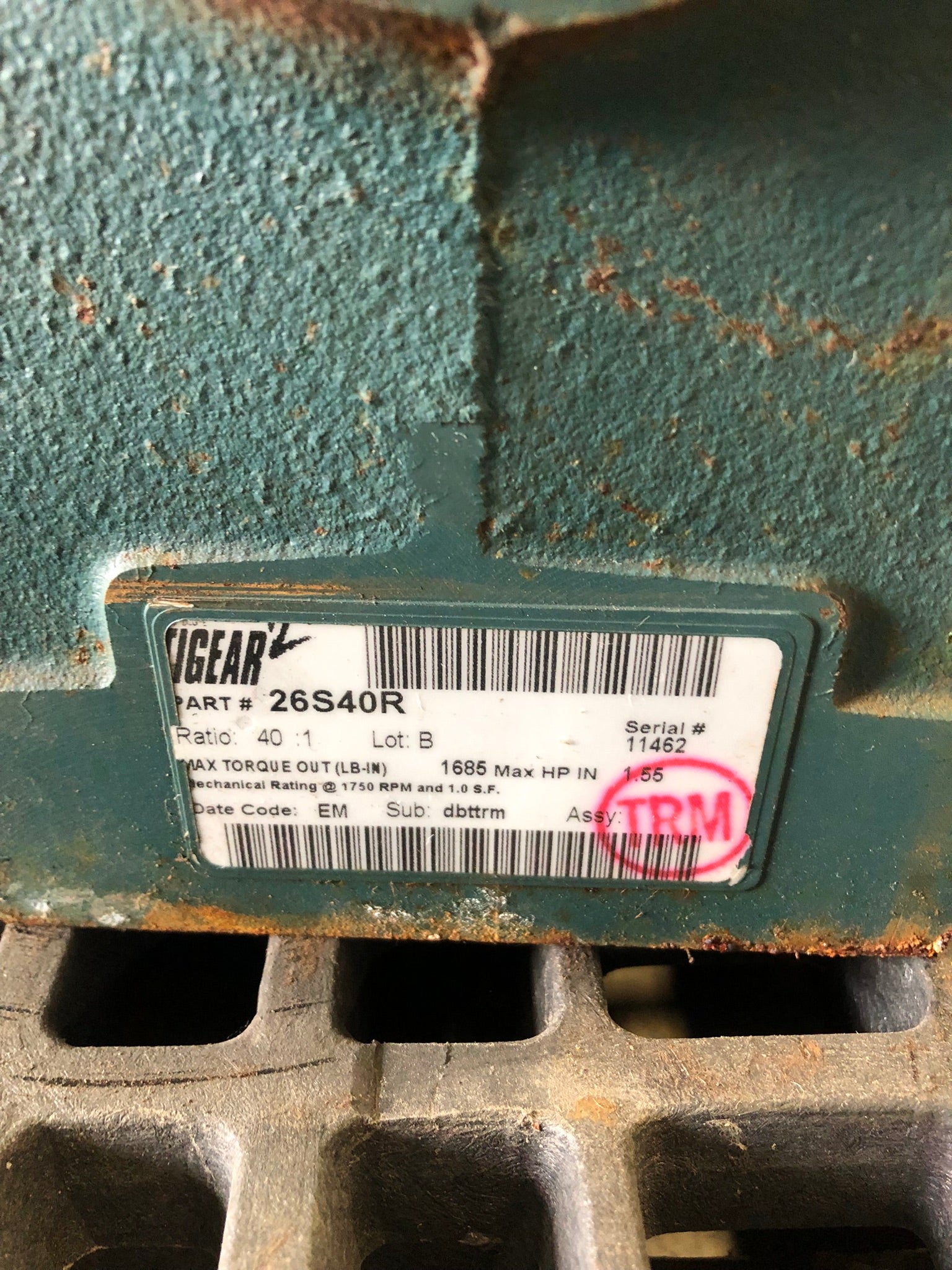 TIGEAR 26S40R Gear Box Reducer Ratio 40:1 Lot B