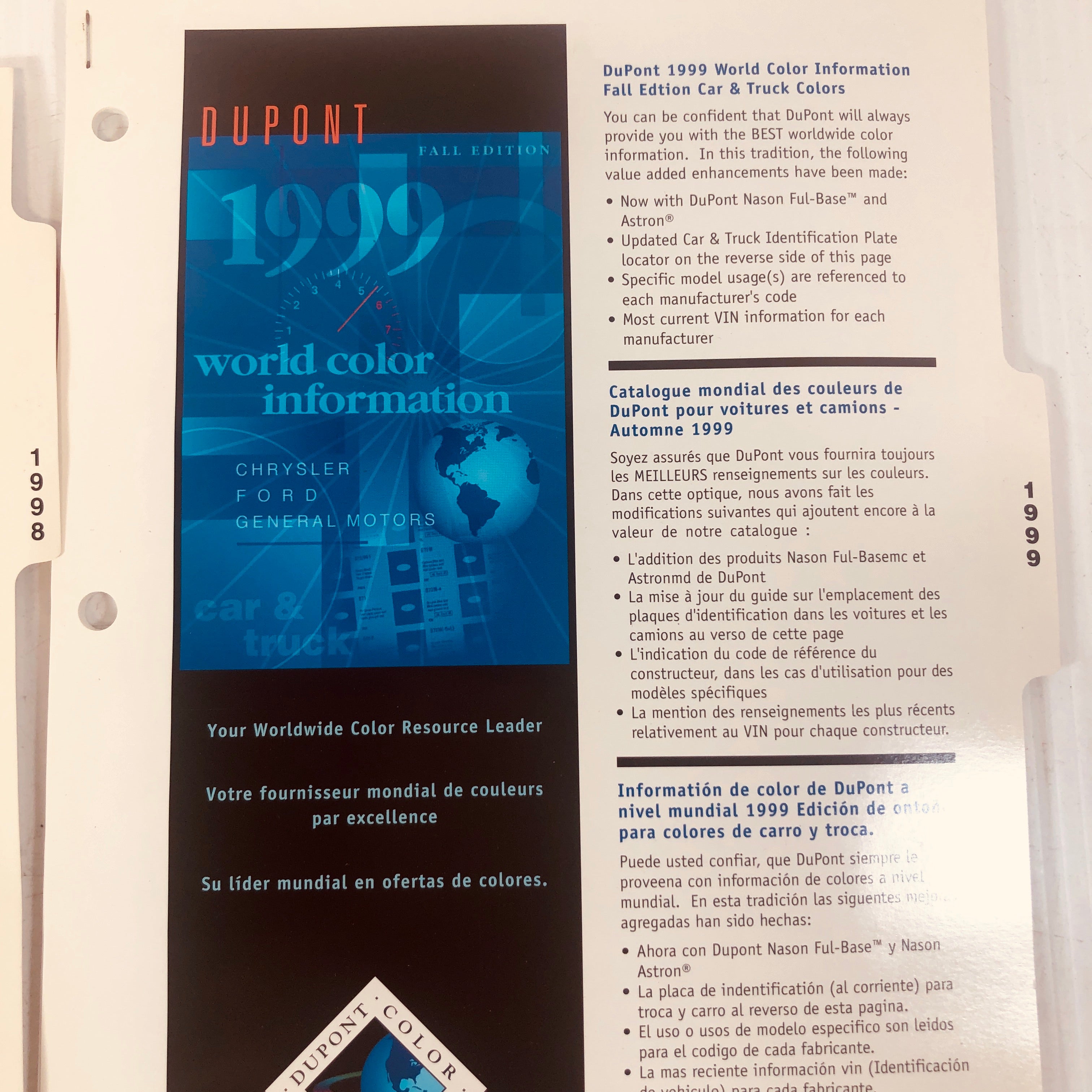 DuPont World Color Information Booklets 1998 and 1999 - Lot of 8