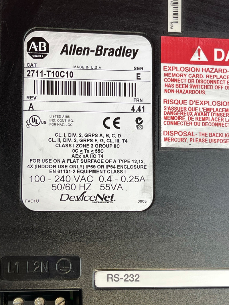 Allen Bradley PanelView 1000 2711-T10C10 Series E Revision A TESTED