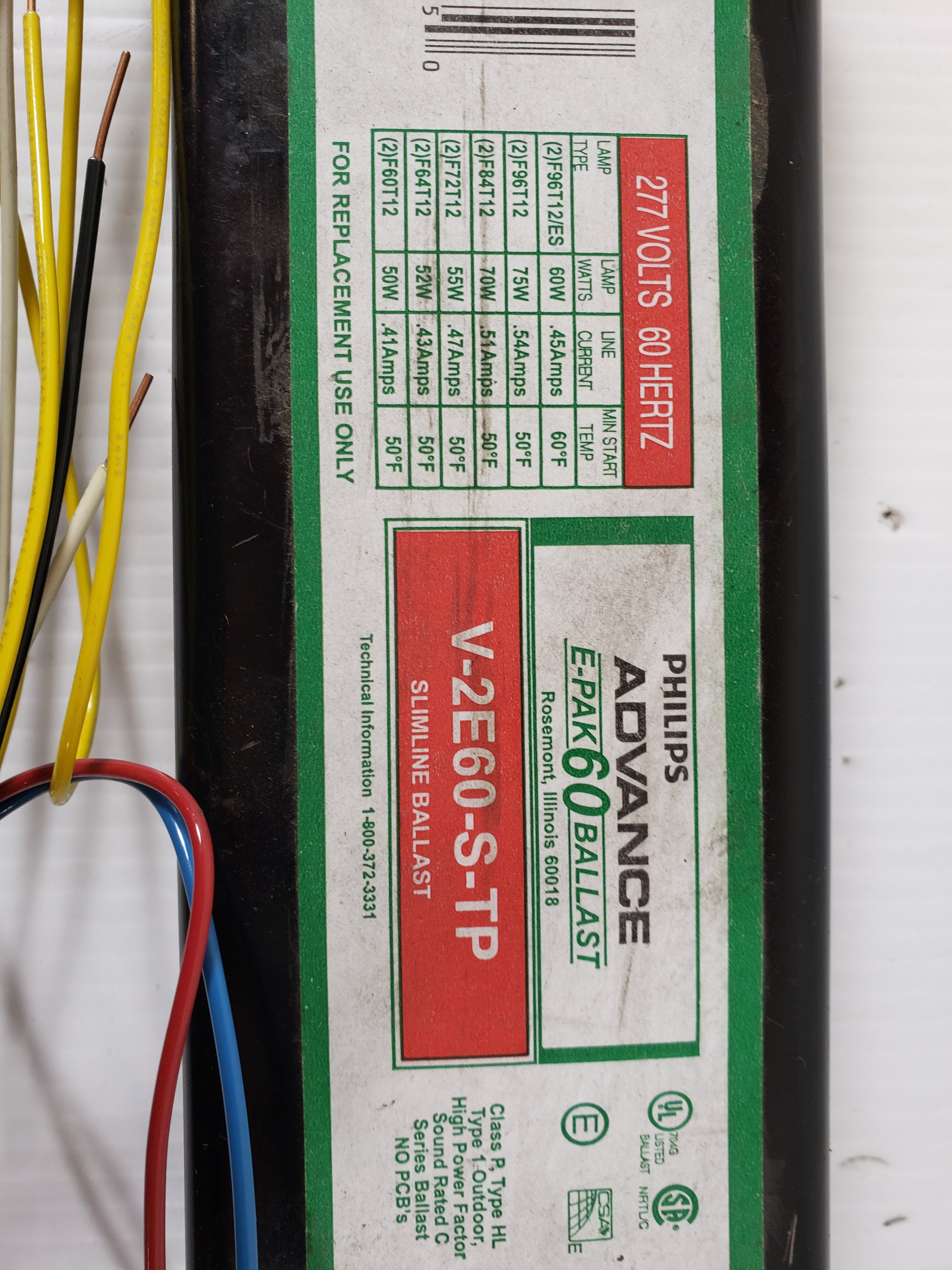 Philips Advance E-PAK 60 Ballast V2E60STP