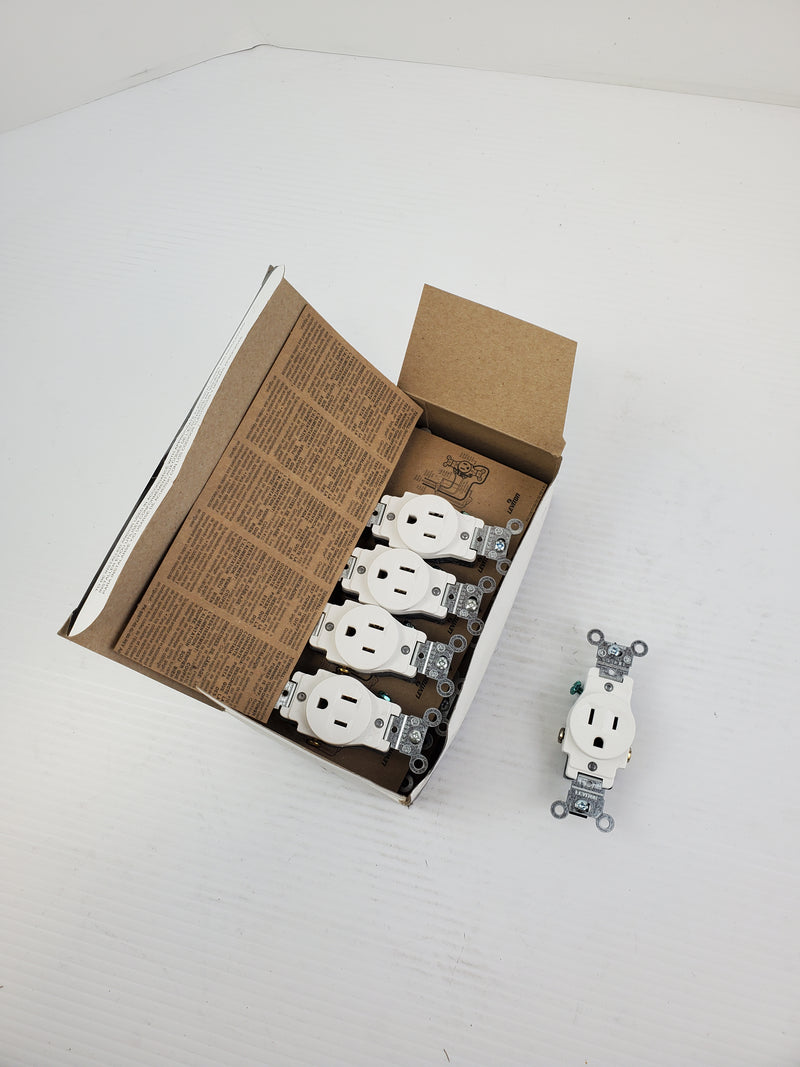 Leviton 5015-W White 2-P 3-W Single REC. Ground 15A-125V (Box of 10)
