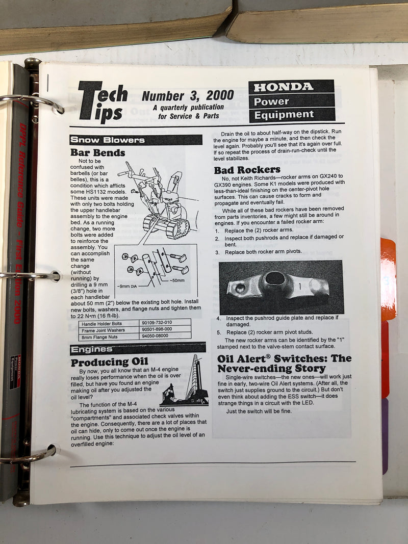 Honda Engine School and Dealer Parts List Lot of 3 Manuals from 2000 and 2001