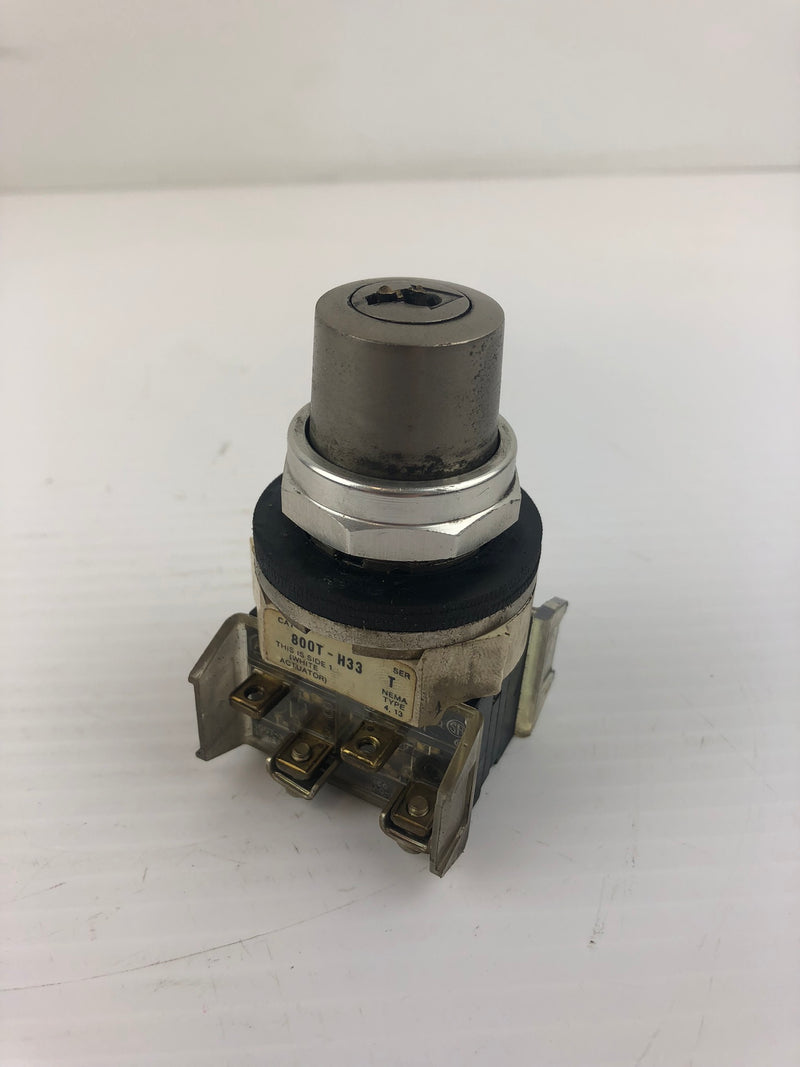 Allen Bradley 800T-H33A Series T Selector Switch - Broken Key - Parts Only