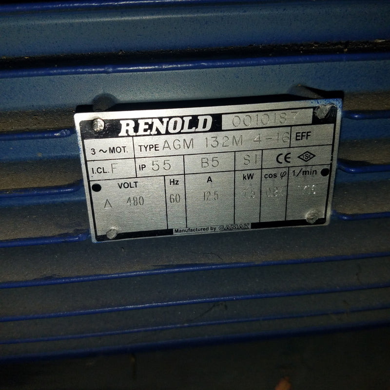 Renold AGM 132M 4-16 10HP 3 Phase Gear Motor with WMU4 Gearbox