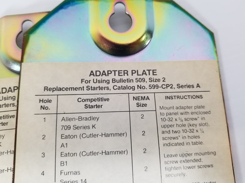 Allen-Bradley 599-CP2 Starter Adapter Plate (Lot of 6)