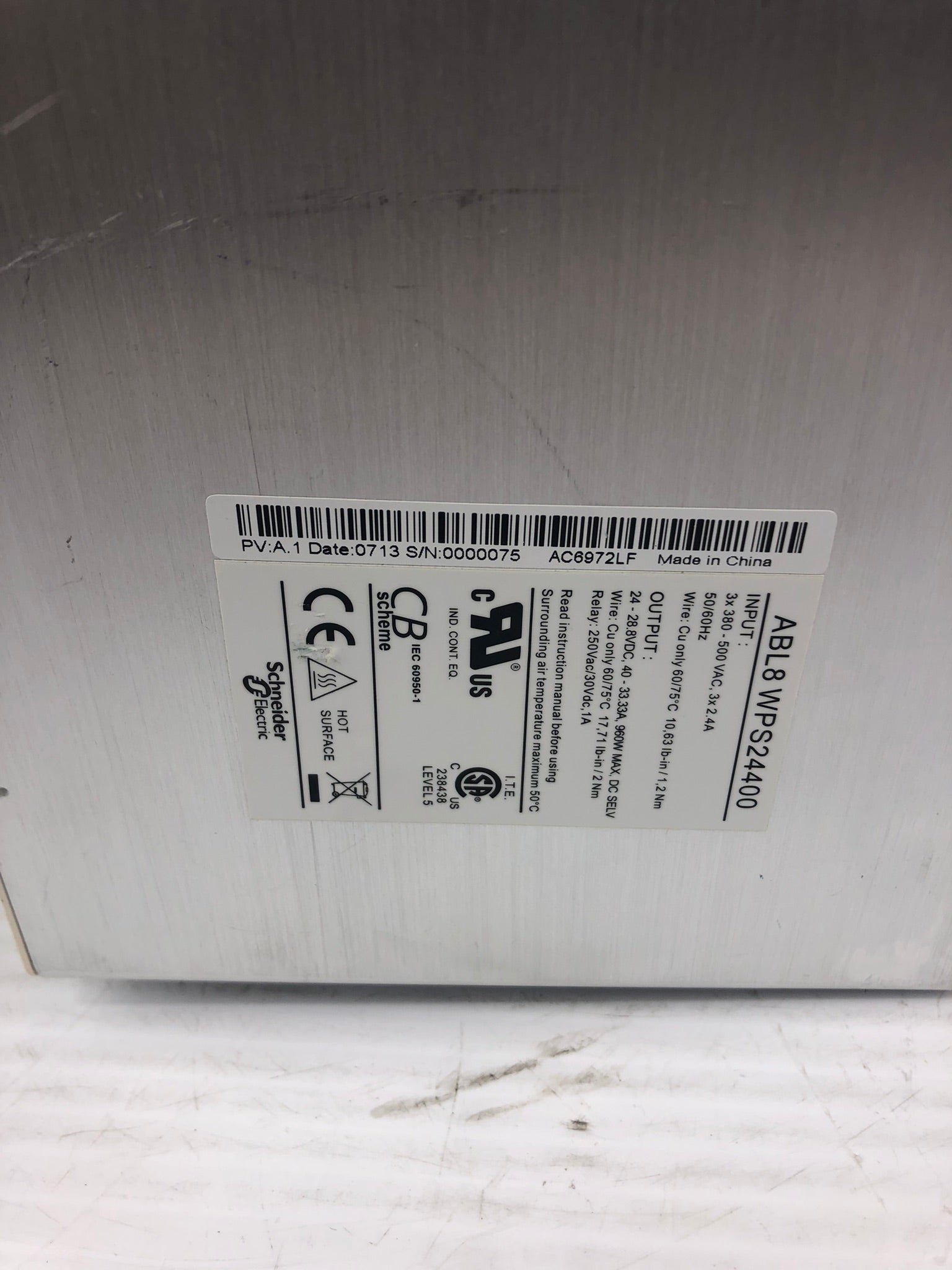 Schneider Electric ABL8WPS24400 Power Supply 24VDC-40A