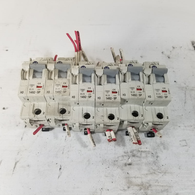 Allen-Bradley 1492-SP1B250 Circuit Breaker with ASPH3 Contact Block (Lot of 6)