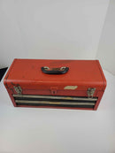 Vintage Red Tool Box With Two Drawers