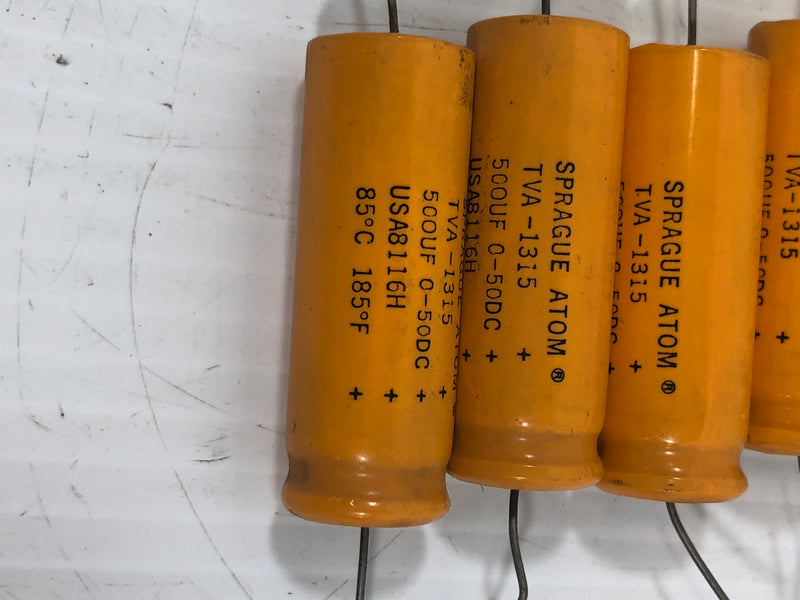 Sprague Atom TVA-1315 5COUF O-50DC Axial Capacitor Lot of 7