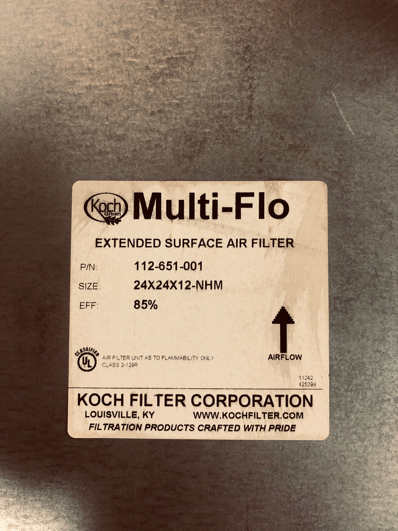 Koch Multi-Flo Extended Surface Air Filter 112-651-001 24 x 24 x 12