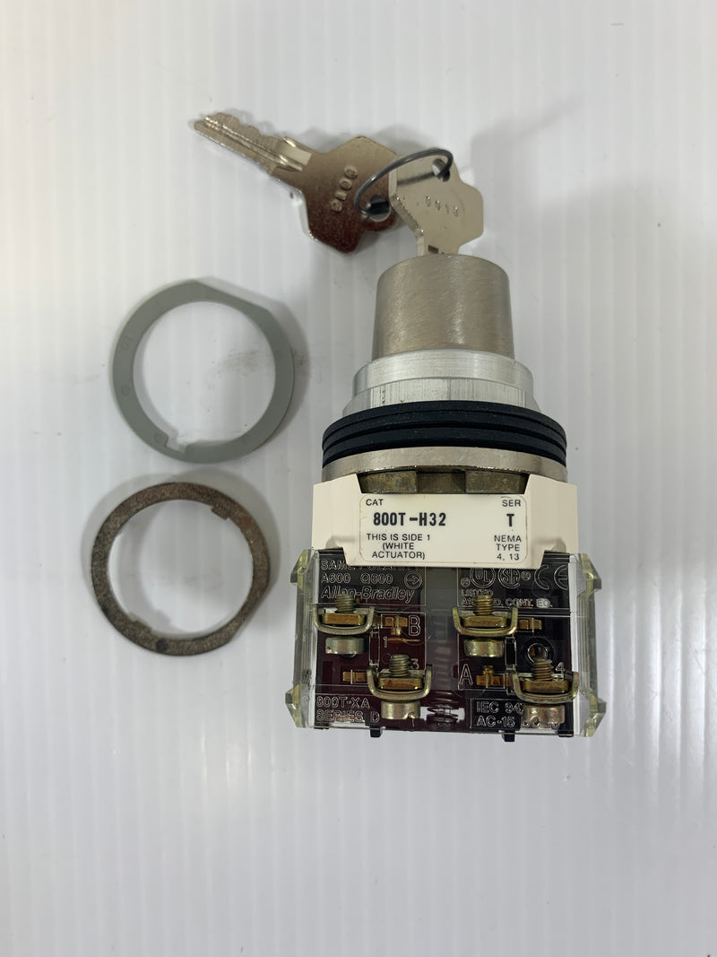 Allen Bradley Lock Switch With Key and Contactor 800T-H32 Series T