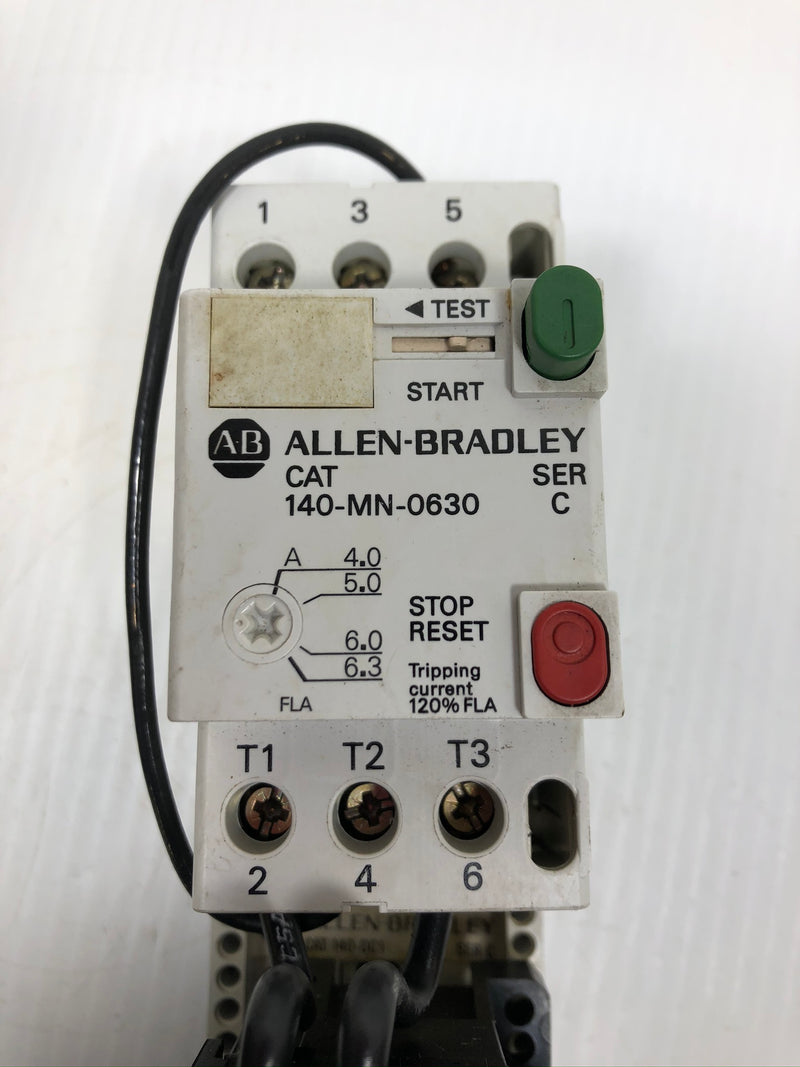 Allen-Bradley 140-MN-0630 Ser C Manual Motor Starter with 100-A09ND3 Ser B
