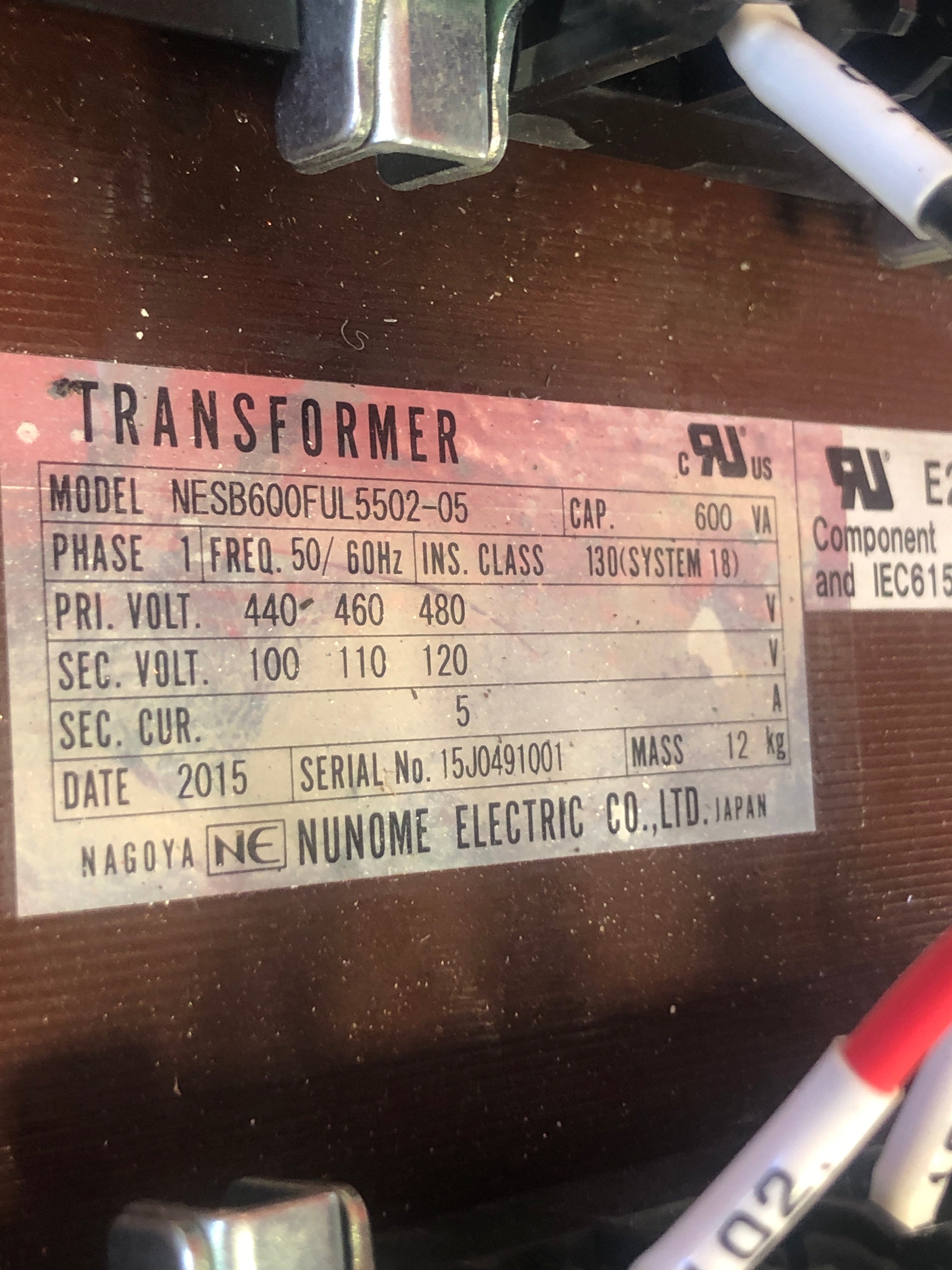 Nagoya Nunome Electric NESB600FUL5502-05 Transformer