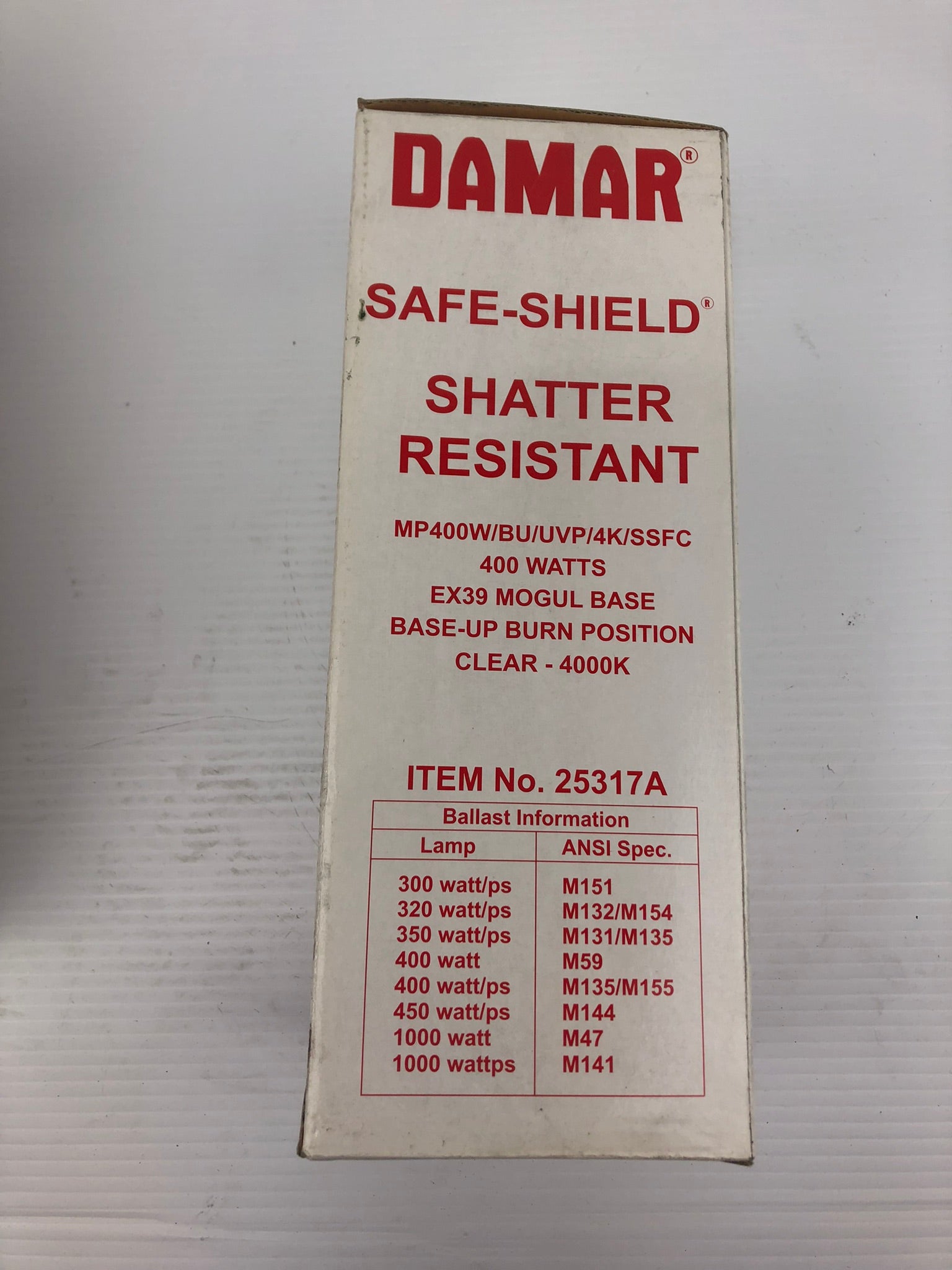 Damar 25317A Safe-Shield Shatter Resistant Light Bulb MP400W - Lot of 2