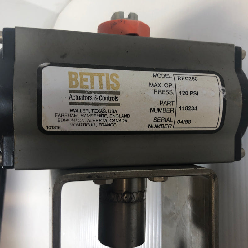 Solenoid Pneumatic Bettis RPC250 Actuated Butterfly Flowseal Valve Assembly