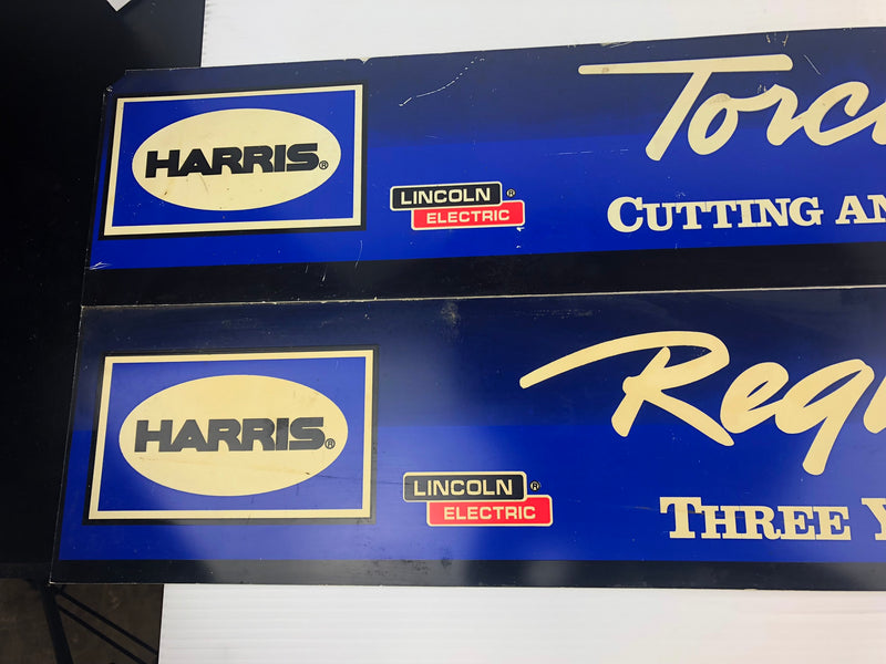 Harris Lincoln Electric Torches and Regulators Sign ( 2 Plastic Signs )