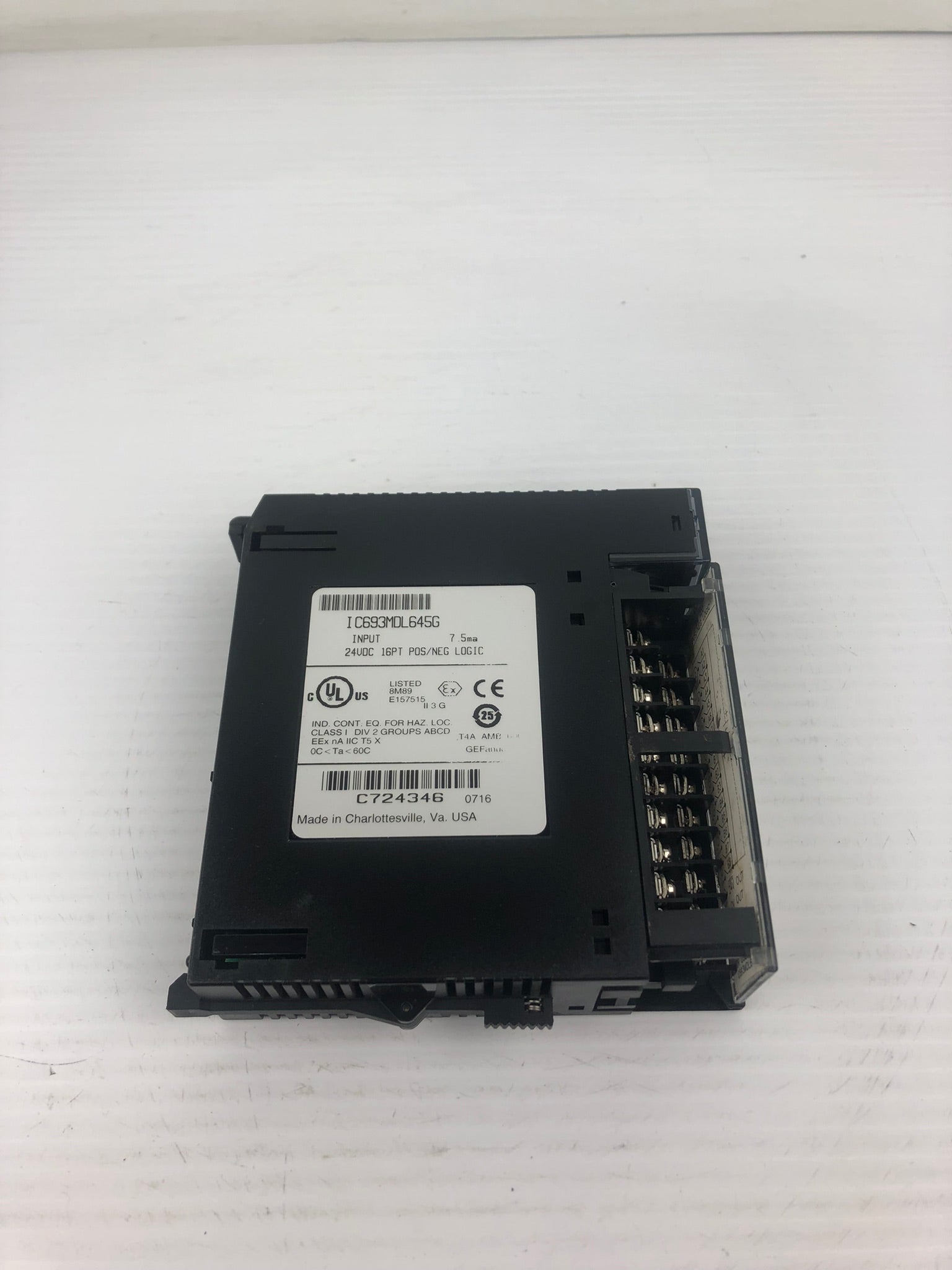 GE Fanuc IC693MDL645G PLC Input Module 24VDC 16PT P0S/NEG Logic with Door