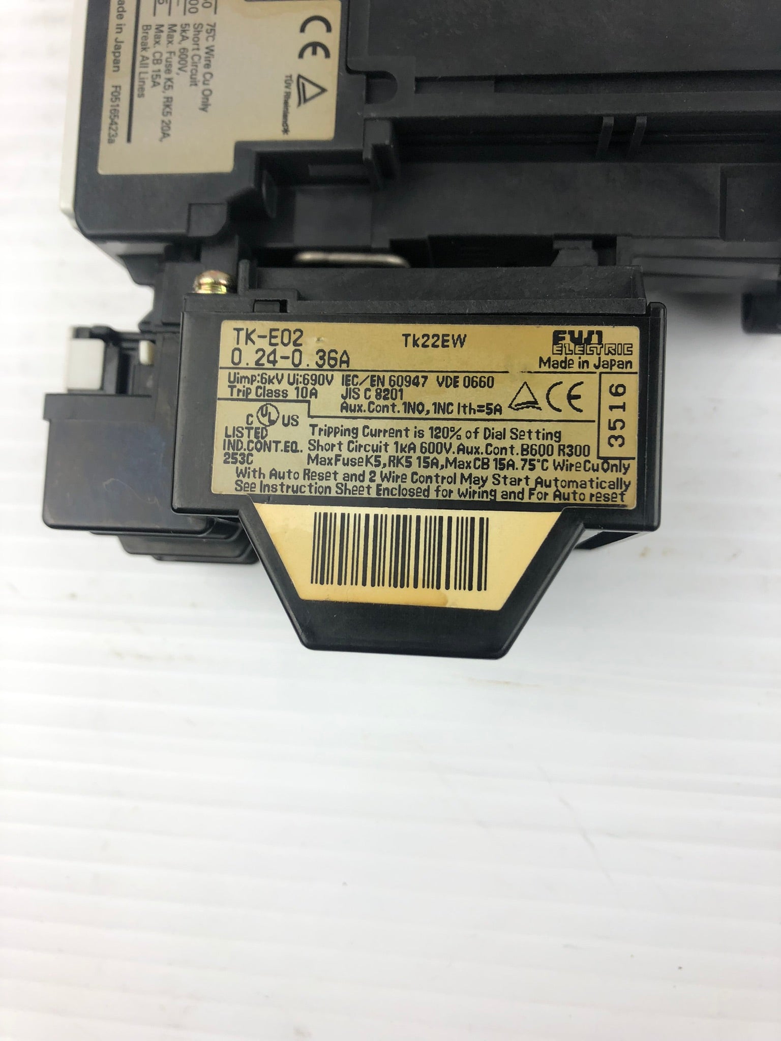 Fuji Electric SC-E02/G Contactor with TK-E02 Overload Relay