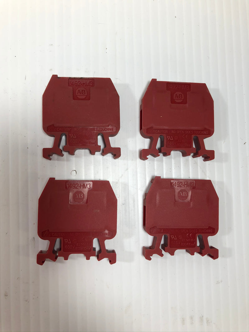 Allen-Bradley 1492-HM3 Terminal Block 600V - Lot of 4 Red