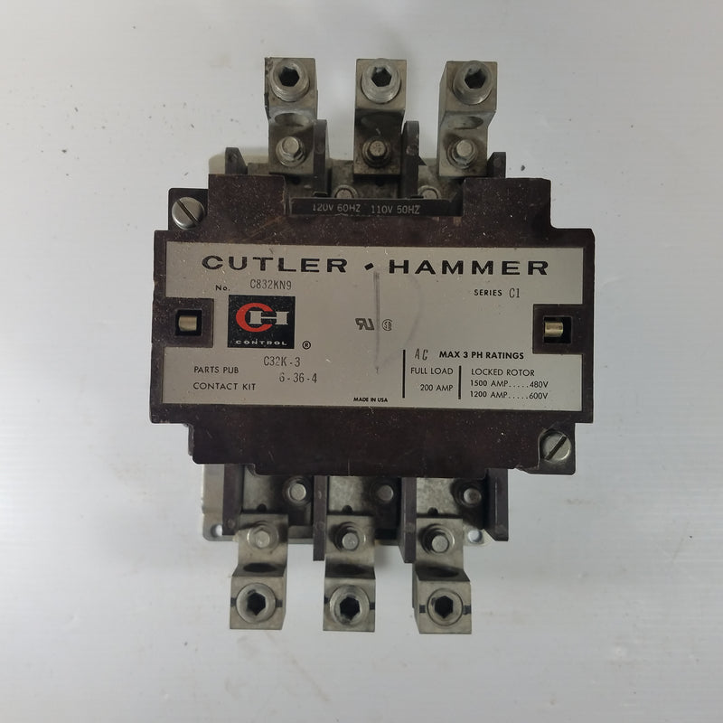 Cutler-Hammer C832KN9 3-Pole 200A Contactor 120V Coil