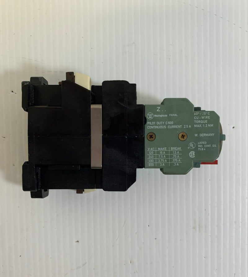 Westinghouse Fanal Contactor Timer and Relay ZA1 DSL 9