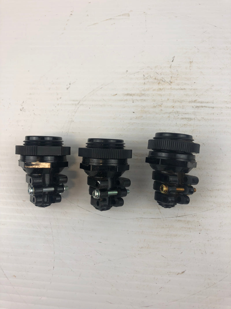 OHM Electric 0A-2 Black Plastic Connectors - Lot of 3