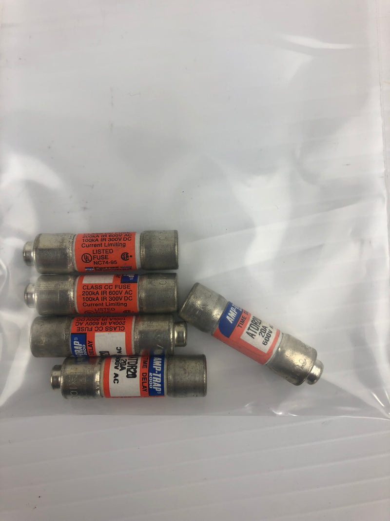 Amp-Trap ATDR20 Time Delay Fuse 20A 600 VAC ( lot of 5 )