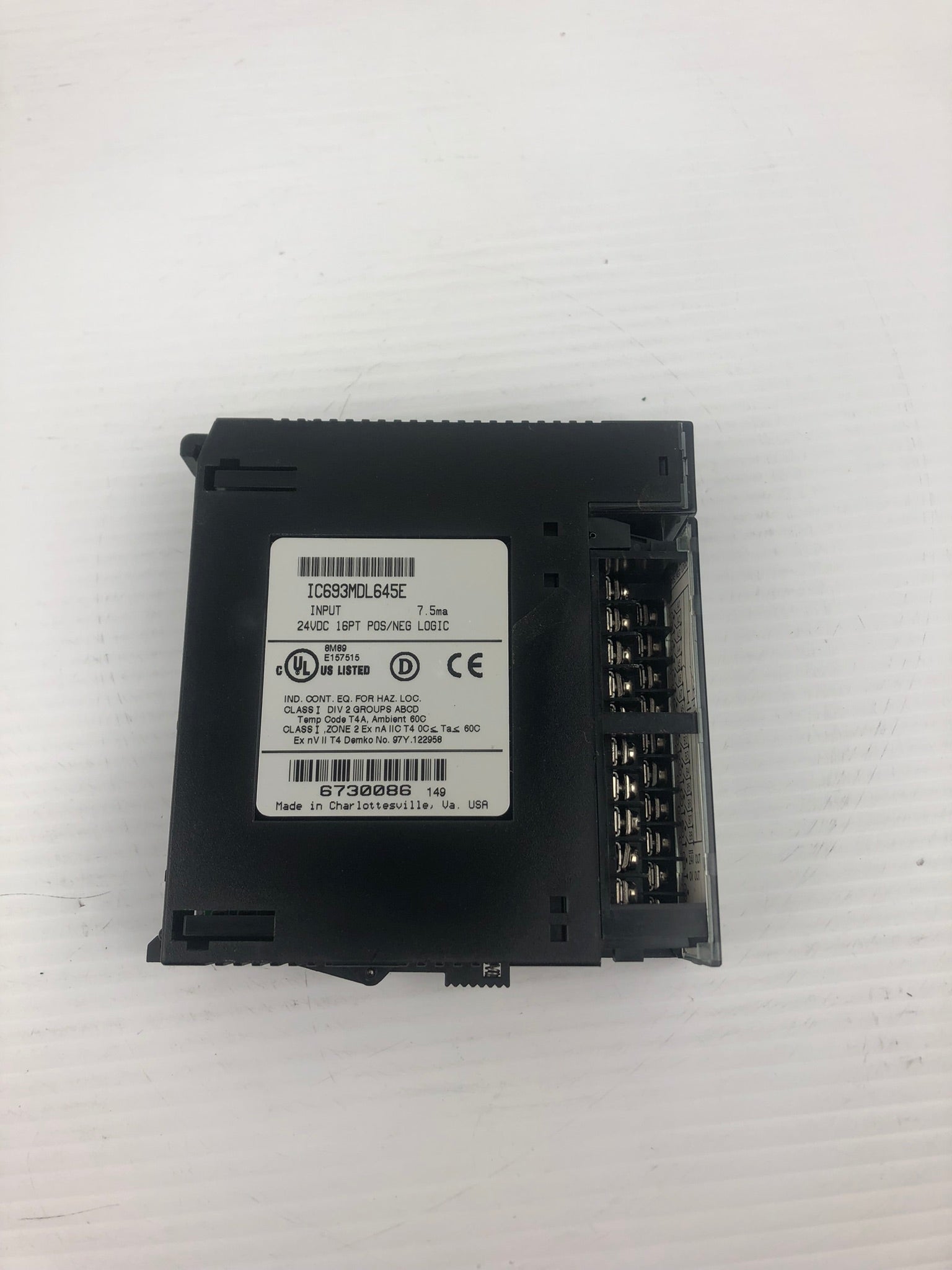 GE Fanuc IC693MDL645E Input PLC Module 24VDC 16PT P0S/NEG Logic with Door