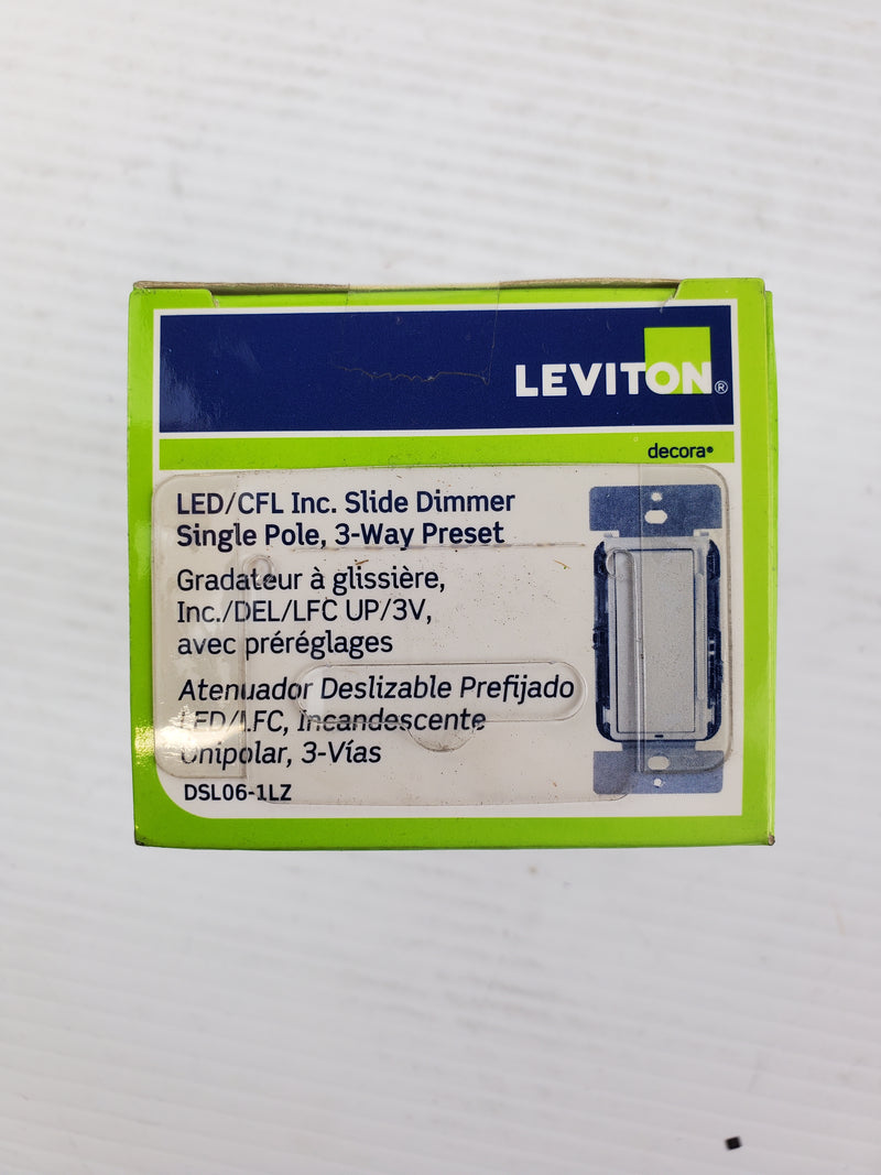 Leviton DSL06-1LZ White/Ivory/Light Almond Slide Dimmer Single Pole 3 Way Preset