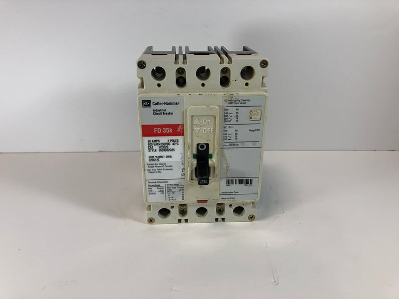 Cutler-Hammer 20 Amp FD3020 Industrial Circuit Breaker