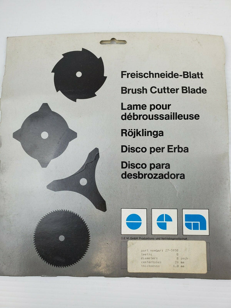 Frischneide-Blatt 27-5958 Brush Cutter Blade 8 Teeth 8" Diameter