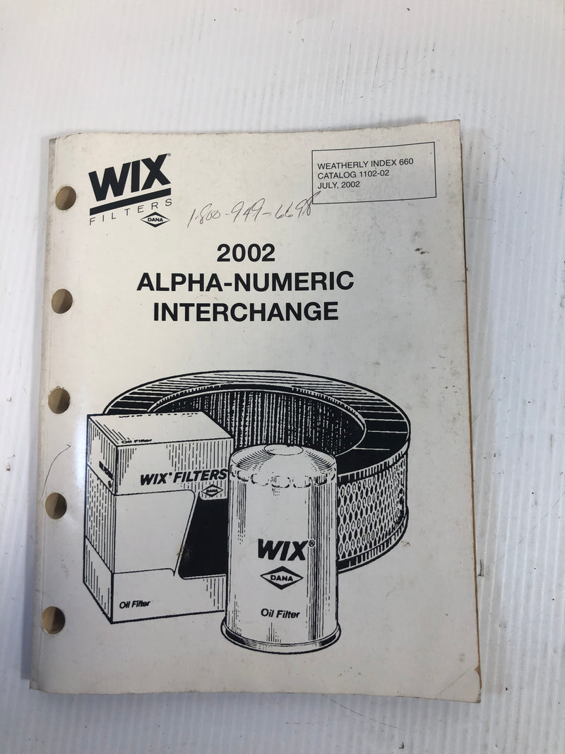 Wix 2002 Alpha-Numeric Interchange Catalog