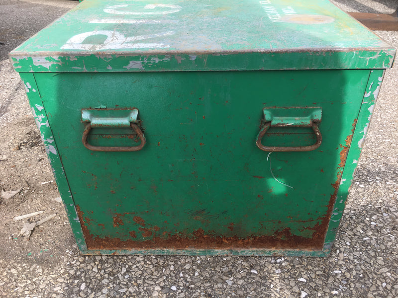 Vintage Green Metal Chest Bin Latches Handles 22.5"x20"x17"