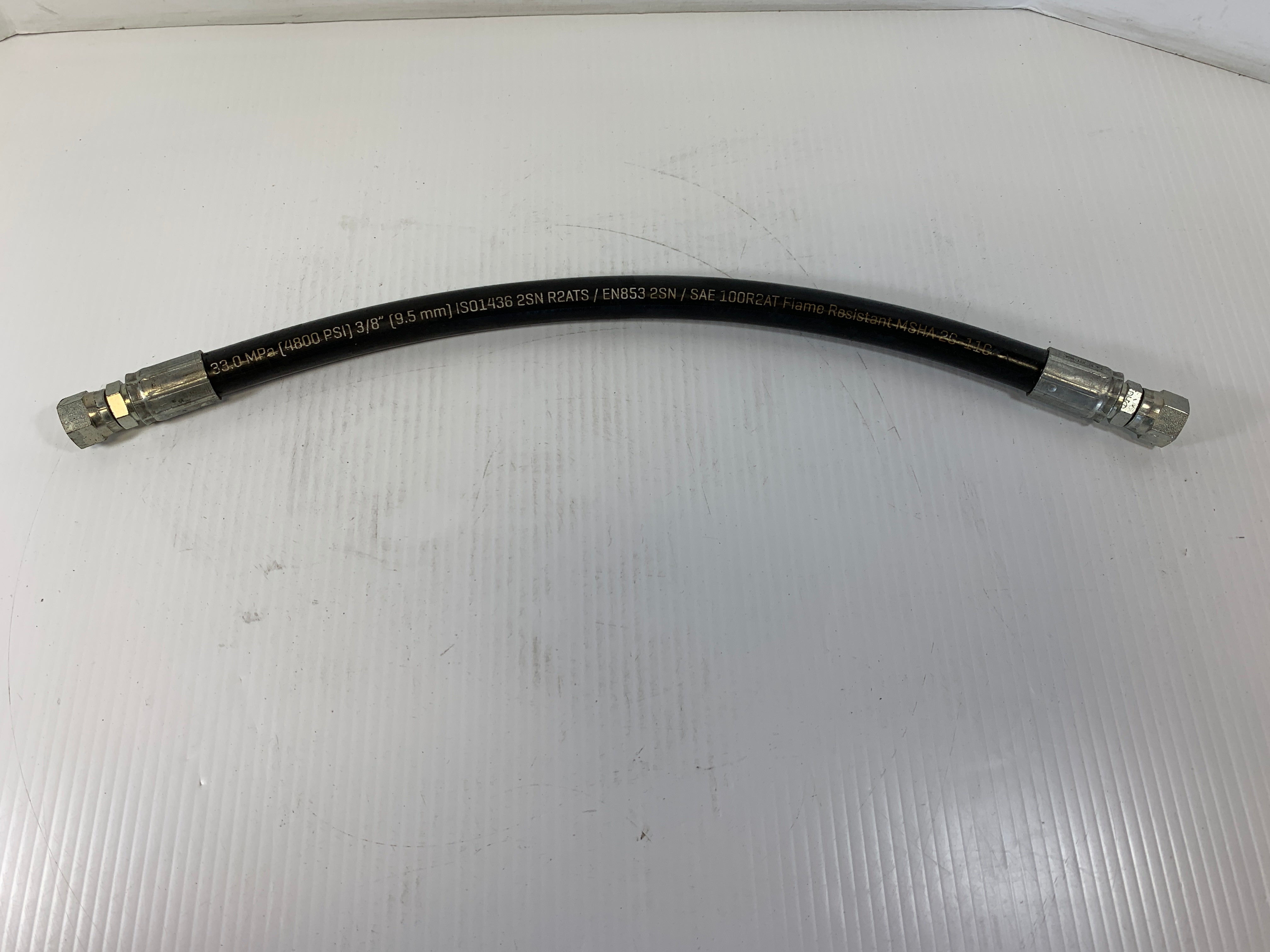 Hydraulic Hose 2G-11C 3/8" 4800 PSI EN853 2SN Flame Resistant ~18-3/8" L