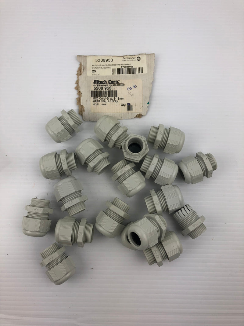 Altech Corp 5308 953 M25 Cord Grip 9-18mm Cable Connectors - Lot of 18