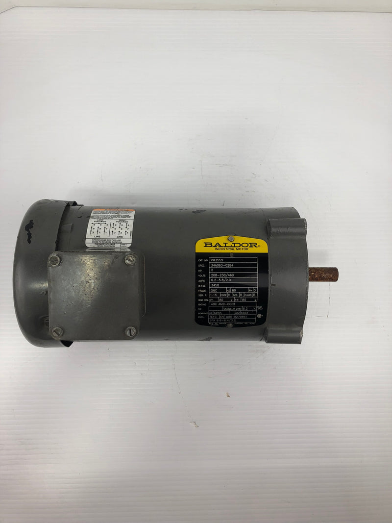 Baldor Industrial Motor VM3555 2 HP 208-230/460 Volts 6.2-5.8/2.9 Amps